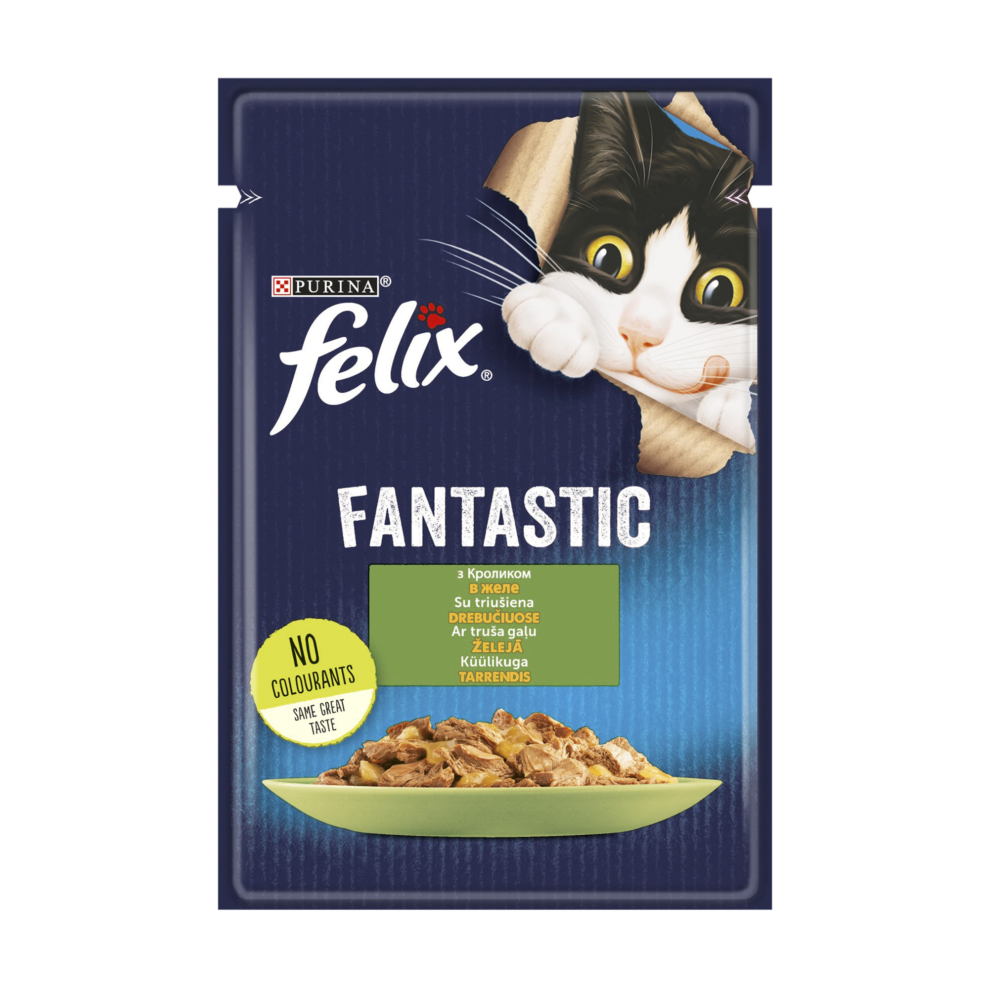 Вологий корм для дорослих кішок Felix Fantastic з кроликом, шматочки в желе, 85 г